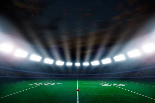 American Football Field Illuminated Stadium Lights — Stock Photo, Image