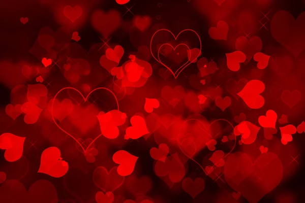 Červené Srdce Tvary Bokeh Pozadí — Stock fotografie