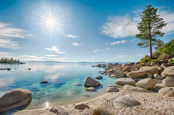 Lago Tahoe East Shore Panoramica Vicino Sand Harbor Giornata Sole — Foto Stock