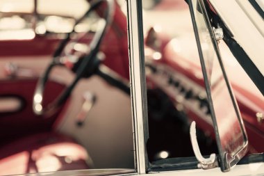 Klasik Otomobil, direksiyon simidi yakın çekim iç