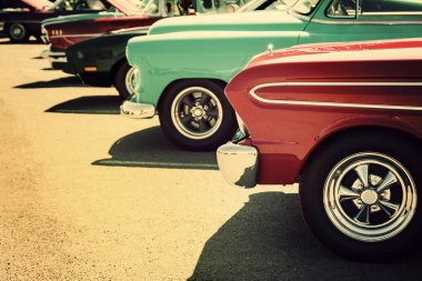 Klasik arabalar Park ben bir satır, vintage renk