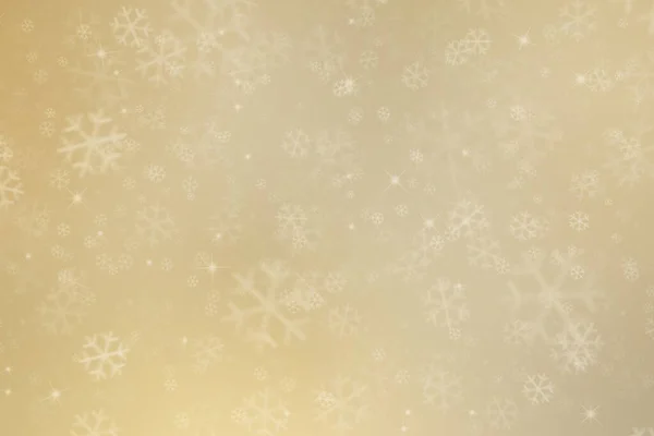 Golden Christmas Bakgrund Med Snöflingor — Stockfoto