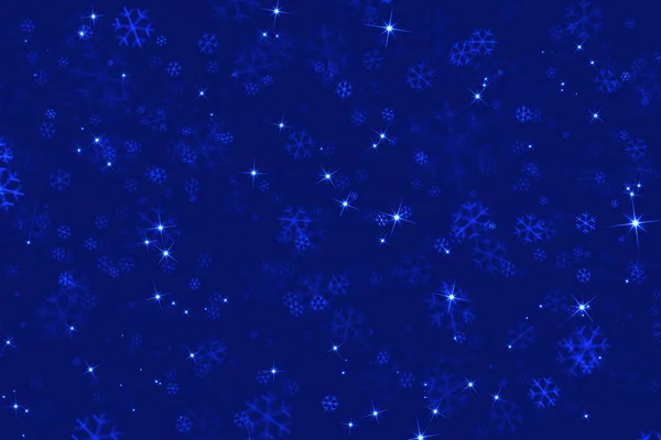 Abstrait Fond Bleu Noël Avec Des Étoiles Des Flocons Neige — Photo