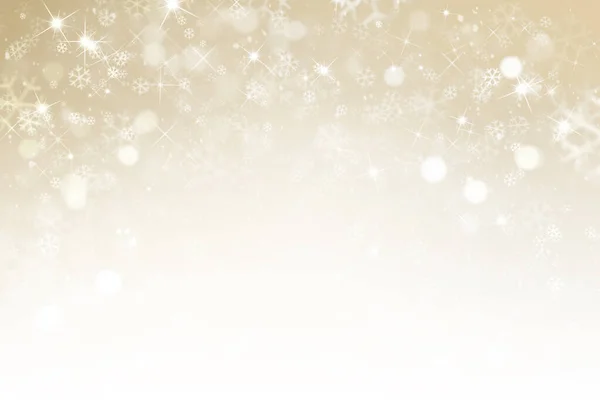 Golden Christmas Bakgrund Med Snöflingor — Stockfoto