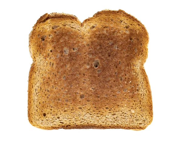 Plátky Celozrnného Chleba Opečeného Izolovaného Bílém Pozadí Vyfotografovaného Shora — Stock fotografie