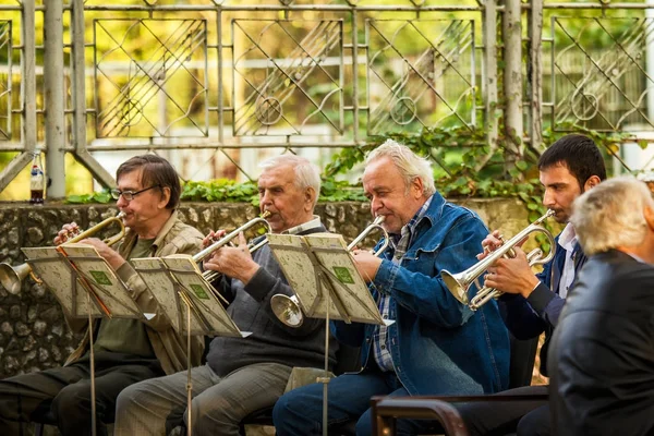 Krasnodar, Russia - 22 settembre 2013: Musicisti in un concerto gratuito nel parco pubblico — Foto Stock