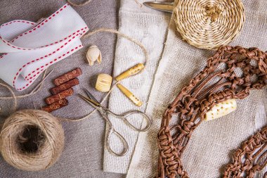 dikiş takımı ile antika arka plan