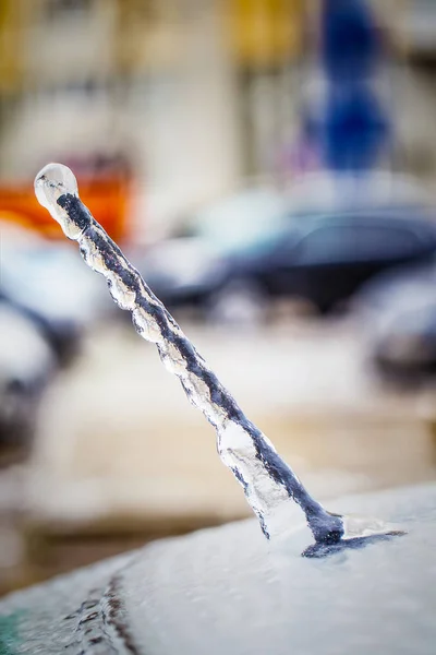 Fragment of car covered with ice — Stock Photo, Image