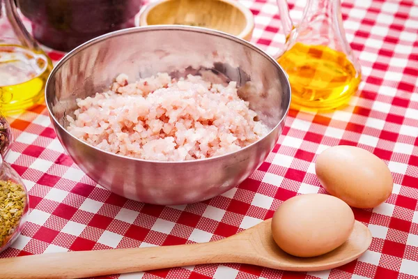 Minced fish in the bowl — Stock Photo, Image