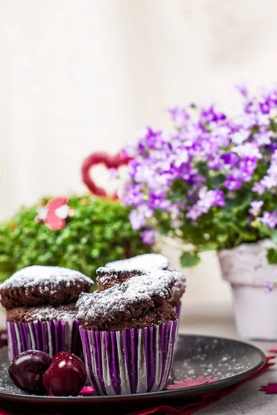 Chocolade muffins en limonade — Stockfoto