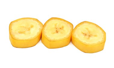 İzole üzerinde beyaz arka plan üç adet muz kabuğu