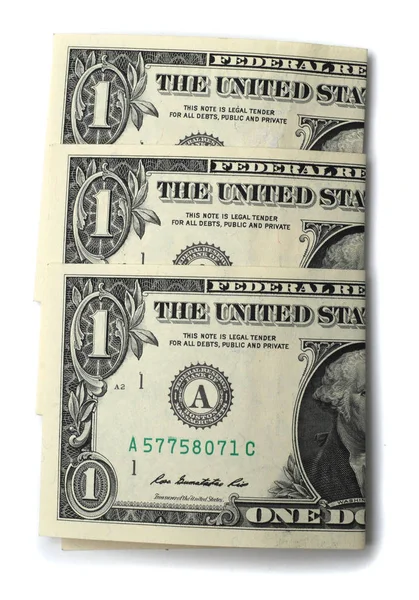 Banknotes one dollar isolated — Stock Photo, Image