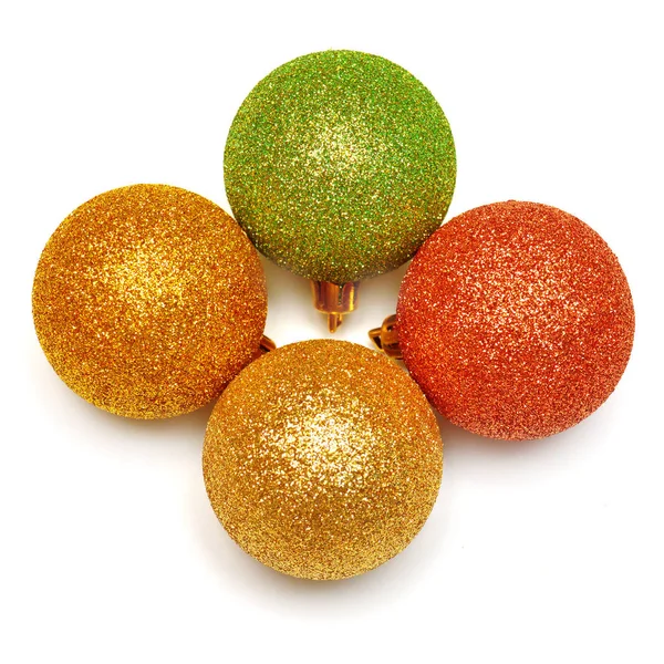 Four shiny Christmas balls — Stock Photo, Image