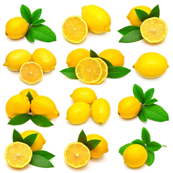 Коллекция целых лимонов и половинки — стоковое фото