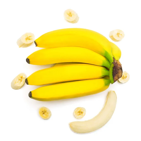 Collection of bananas bunch and slices — Stock Photo, Image