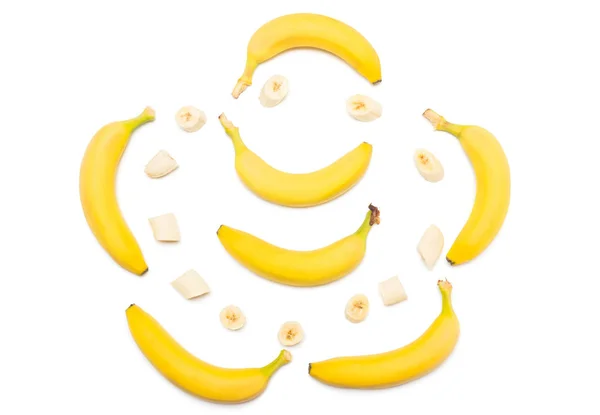 Banán és a szeletek gyűjteménye — Stock Fotó