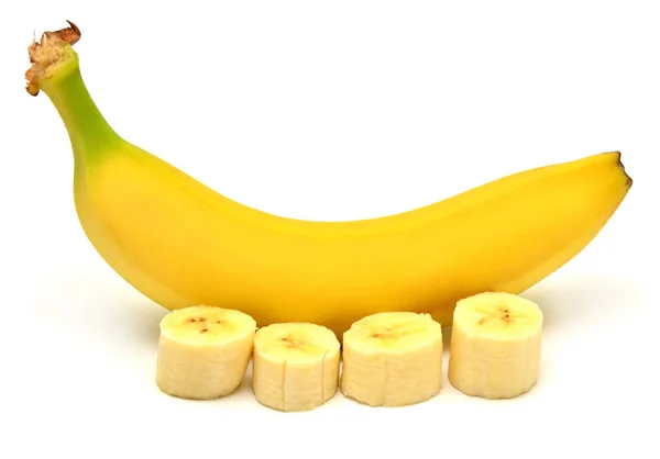 Ganze Banane und Scheiben — Stockfoto