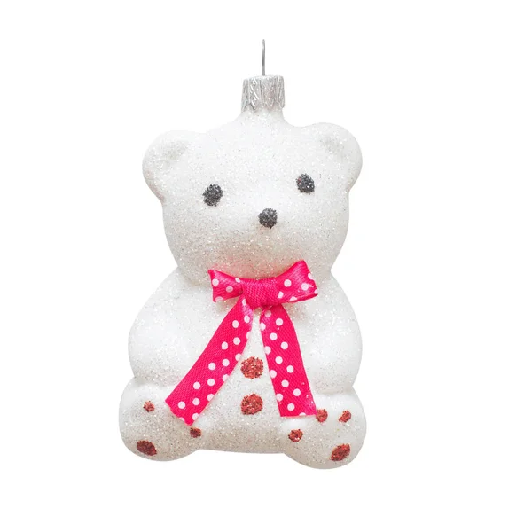 Christmas Toy Bear Isolated White Background — Stock Photo, Image