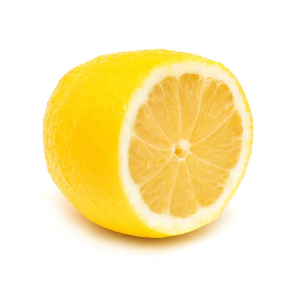 Половина Лимона Выделена Белом Фоне Тропические Желтые Фрукты Плоский Вид — стоковое фото