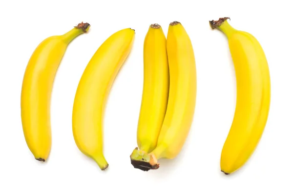 Bananer Som Isolerad Vit Bakgrund Platt Lekmanna Top View — Stockfoto