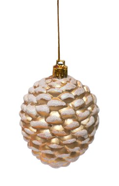 Noel oyuncak. çam kozalağı beyaz zemin üzerine izole