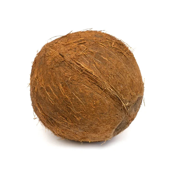 Kokosnoot een geheel geïsoleerd op witte achtergrond. Tropische vruchten. — Stockfoto
