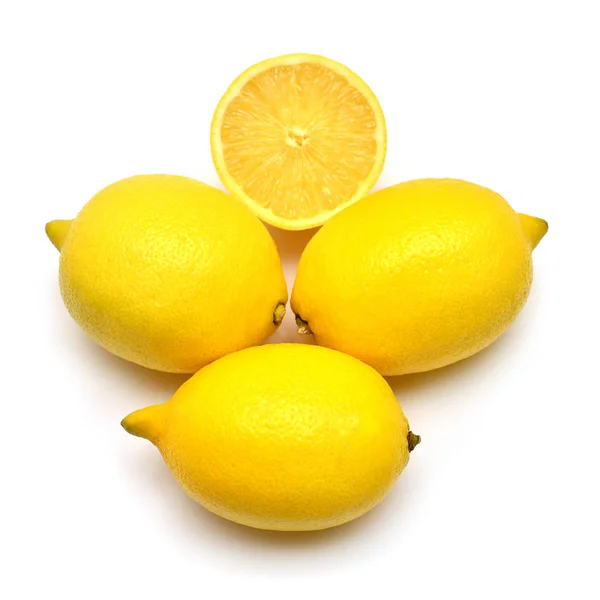 Lemons creative whole and half isolated on white background. Yel — Stock Photo, Image