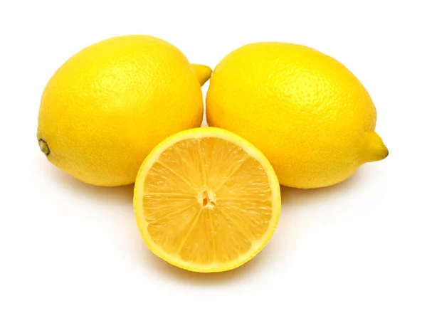 Lemons creative whole and half isolated on white background. Yel — Stock Photo, Image