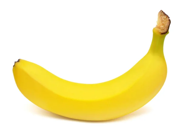 Jeden banan na białym tle. Widok płaski świeckich, top — Zdjęcie stockowe