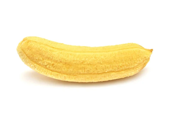 Baby banaan zonder schil geïsoleerd op witte achtergrond. Vlakke plaat, — Stockfoto