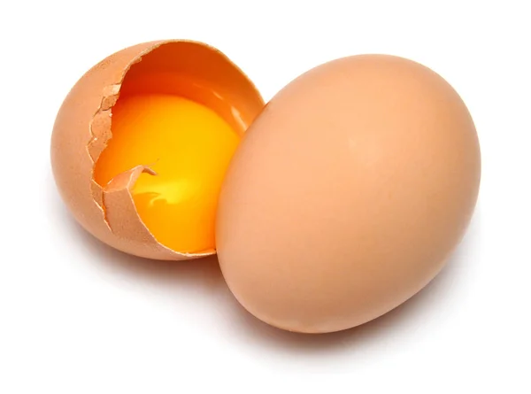 Huevos aislados sobre fondo blanco. Piso tendido, vista superior — Foto de Stock