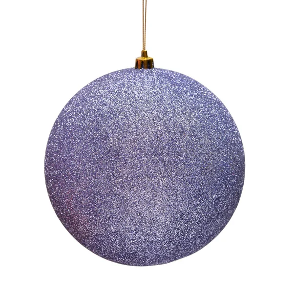 Modrý vánoční míč izolované na bílém pozadí. Plocha, nahoře — Stock fotografie