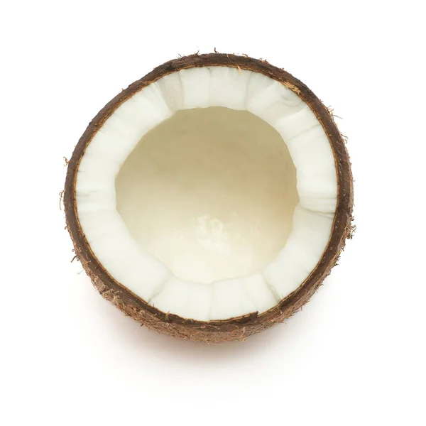 Cocos meio isolados sobre fundo branco. Fruta tropical. Plano — Fotografia de Stock