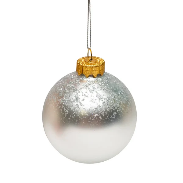 Silver christmas ball isolated on white background. Flat lay, to — Stock Photo, Image