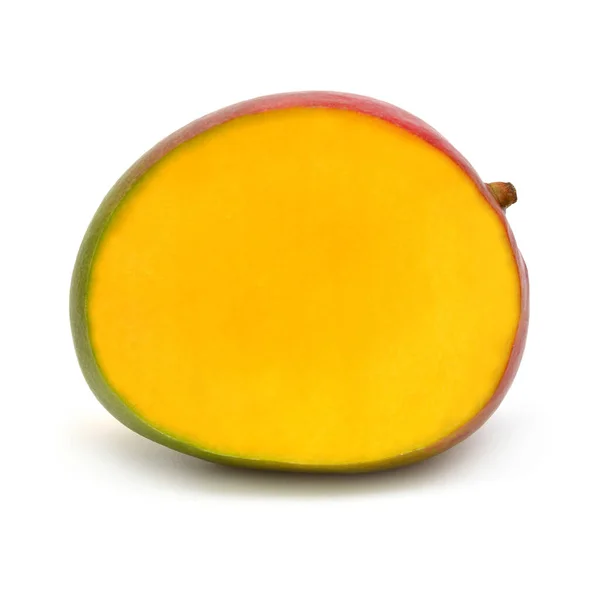 Mango fruit half isolated on white background. Flat lay, top vie — 스톡 사진
