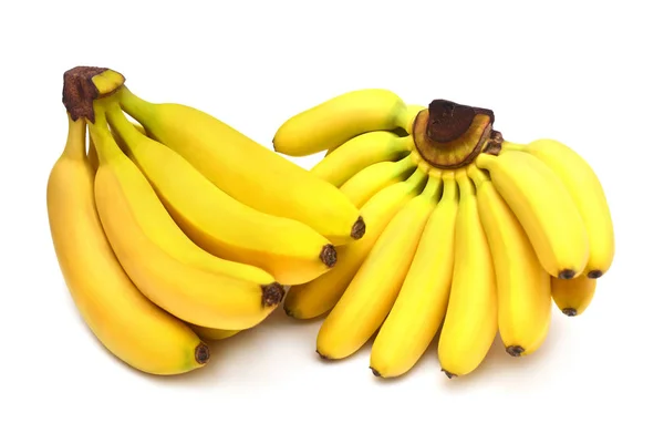 Samling gäng baby och stora bananer isolerad på vit bakgrund — Stockfoto