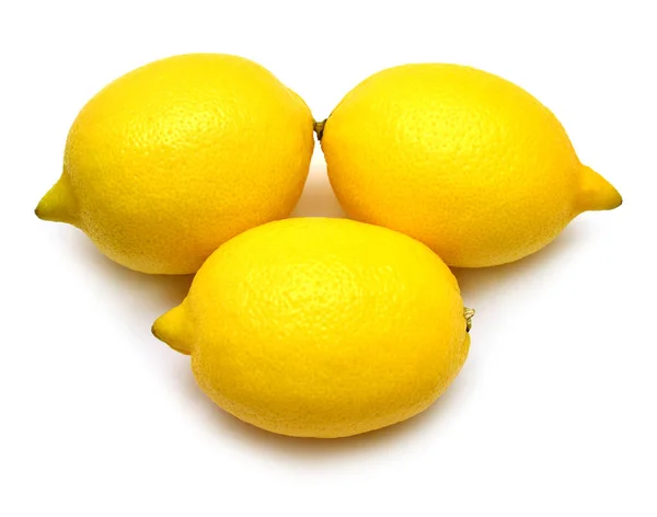 Three lemons isolated on white background. Tropical fruit. Flat — 스톡 사진