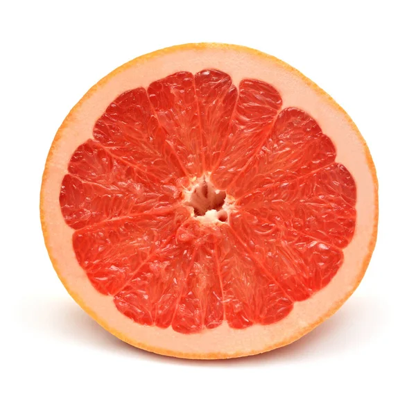 Grapefruit napůl izolovaný na bílém pozadí. Byt ležel, horní pohled — Stock fotografie