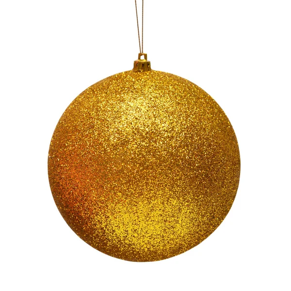 Yellow christmas ball isolated on white background. Flat lay, to — Stock Photo, Image
