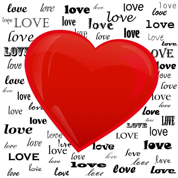 Kalp kelime aşk arka plan üzerinde — Stok Vektör