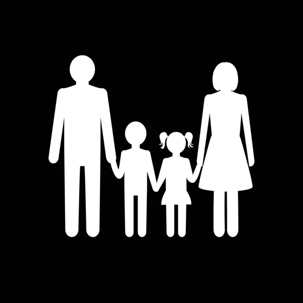 Famille en noir et blanc — Image vectorielle