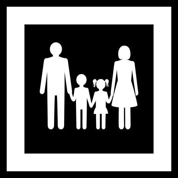 Família em preto e branco — Vetor de Stock