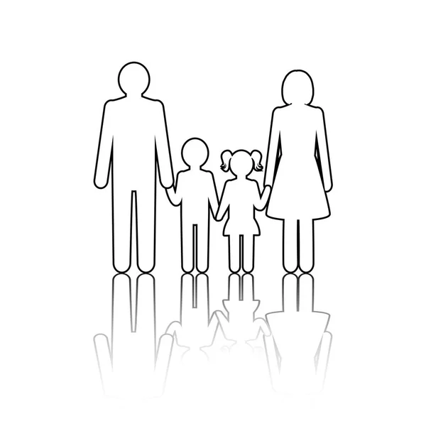 Family in black and white — Stock Vector
