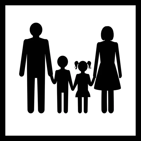 Family in black and white — Stock Vector