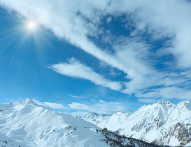 Silvretta Alps görünümü (Avusturya kış). 