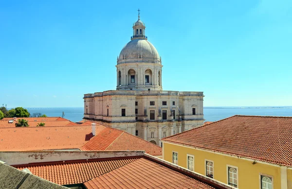 Church and sea view from roof. Lisbon, Portugal. — Stock Photo, Image