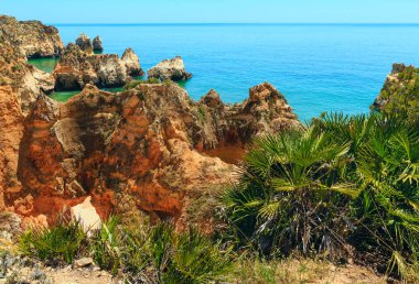 Yaz Atlantik kayalık Sahil (Algarve, Portekiz).