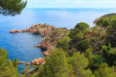 Yaz deniz kayalık sahil manzaralı (İspanya).