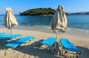 Yaz sabahı Ksamil Beach, Arnavutluk. 