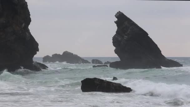 Tempête de l'océan Atlantique, Portugal . — Video